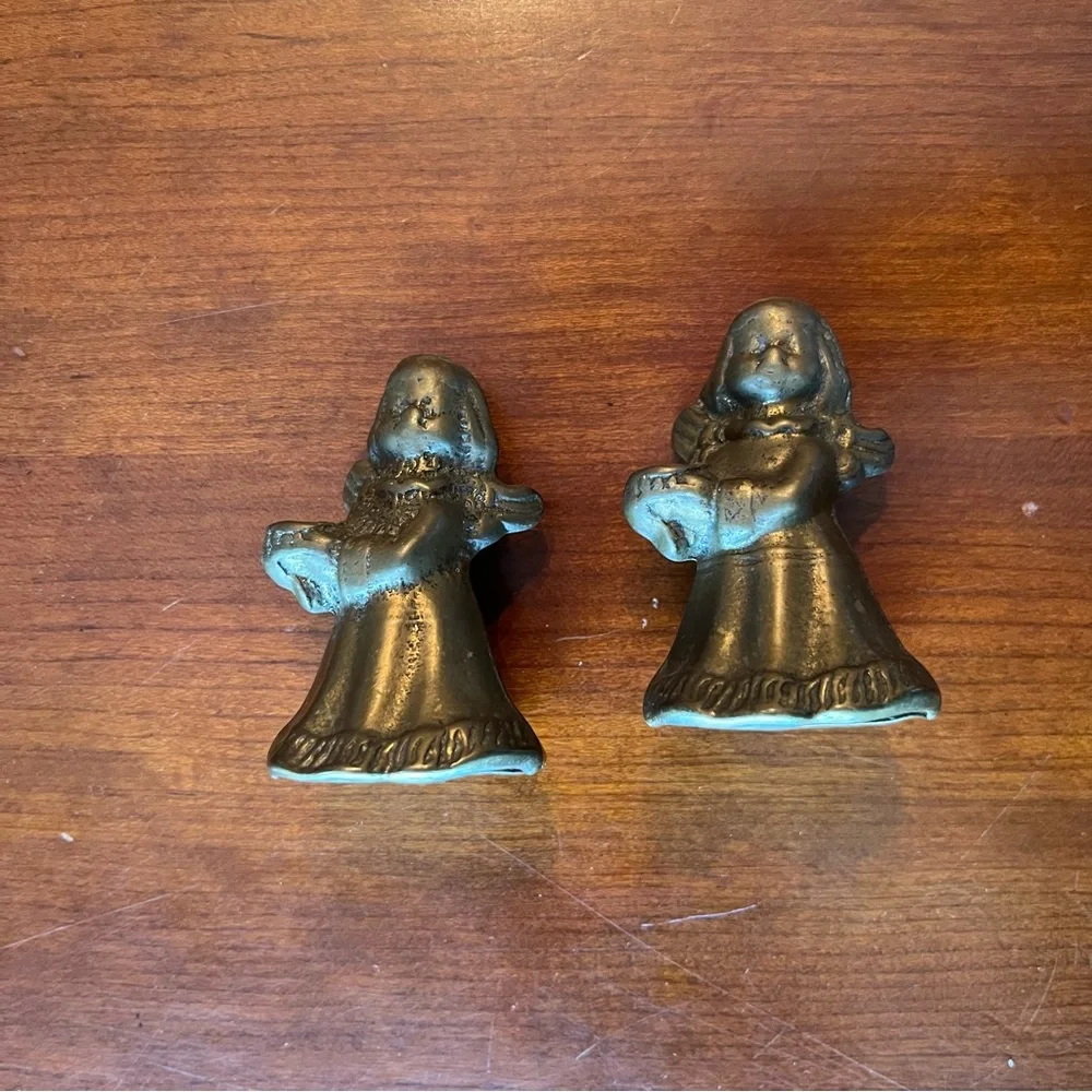 Mini Brass Angel Candle Holder Figurines 2 1/2